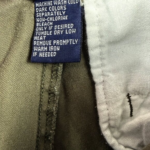 CHAPS RALPH LAUREN Pleated Front Olive Green Chino Pants 100% Cotton Men's 33x34 - Picture 7 of 12